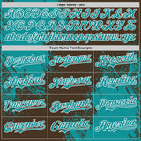 Custom Brown Teal-White Abstract Brush Stroke Authentic Baseball Jersey