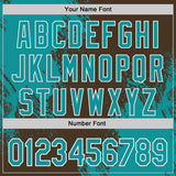 Custom Brown Teal-White Abstract Brush Stroke Authentic Baseball Jersey