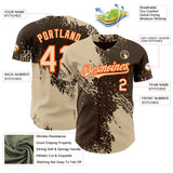 Custom Brown City Cream-Orange Abstract Brush Stroke Authentic Baseball Jersey