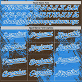 Custom Brown Electric Blue-Cream Abstract Brush Stroke Authentic Baseball Jersey