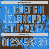 Custom Brown Electric Blue-Cream Abstract Brush Stroke Authentic Baseball Jersey