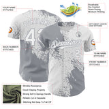 Custom White-Gray Abstract Brush Stroke Authentic Baseball Jersey