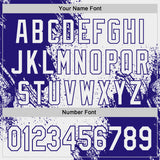 Custom White-Dark Purple Abstract Brush Stroke Authentic Baseball Jersey