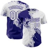 Custom White-Dark Purple Abstract Brush Stroke Authentic Baseball Jersey
