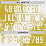 Custom White-Old Gold Abstract Brush Stroke Authentic Baseball Jersey
