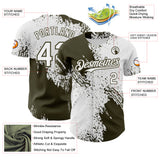 Custom White-Olive Abstract Brush Stroke Authentic Baseball Jersey