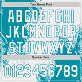 Custom White-Teal Abstract Brush Stroke Authentic Baseball Jersey