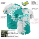 Custom White-Aqua Abstract Brush Stroke Authentic Baseball Jersey