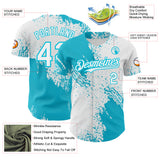 Custom White-Lakes Blue Abstract Brush Stroke Authentic Baseball Jersey
