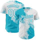 Custom White-Lakes Blue Abstract Brush Stroke Authentic Baseball Jersey