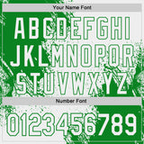 Custom White-Grass Green Abstract Brush Stroke Authentic Baseball Jersey
