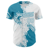 Custom White-Panther Blue Abstract Brush Stroke Authentic Baseball Jersey