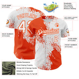 Custom White-Orange Abstract Brush Stroke Authentic Baseball Jersey