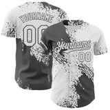 Custom White-Steel Gray Abstract Brush Stroke Authentic Baseball Jersey