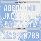 Custom White-Light Blue Abstract Brush Stroke Authentic Baseball Jersey