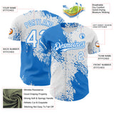 Custom White-Electric Blue Abstract Brush Stroke Authentic Baseball Jersey