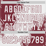 Custom White-Burgundy Abstract Brush Stroke Authentic Baseball Jersey