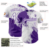 Custom White-Purple Abstract Brush Stroke Authentic Baseball Jersey