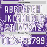 Custom White-Purple Abstract Brush Stroke Authentic Baseball Jersey