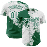 Custom White-Kelly Green Abstract Brush Stroke Authentic Baseball Jersey