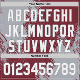 Custom Burgundy White-Gray Abstract Brush Stroke Authentic Baseball Jersey