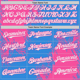 Custom Electric Blue White-Pink Abstract Brush Stroke Authentic Baseball Jersey