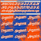 Custom Thunder Blue White-Orange Abstract Brush Stroke Authentic Baseball Jersey