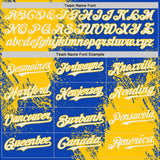 Custom Thunder Blue White-Yellow Abstract Brush Stroke Authentic Baseball Jersey