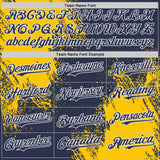Custom Navy Yellow-White Abstract Brush Stroke Authentic Baseball Jersey