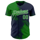 Custom Navy Grass Green-Cream Abstract Brush Stroke Authentic Baseball Jersey