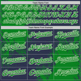 Custom Navy Grass Green-Cream Abstract Brush Stroke Authentic Baseball Jersey