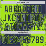 Custom Navy-Neon Green Abstract Brush Stroke Authentic Baseball Jersey