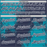 Custom Navy Teal-White Abstract Brush Stroke Authentic Baseball Jersey