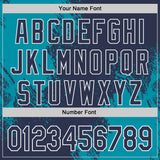 Custom Navy Teal-White Abstract Brush Stroke Authentic Baseball Jersey
