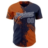 Custom Navy Texas Orange-White Abstract Brush Stroke Authentic Baseball Jersey