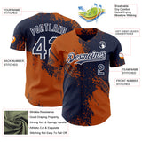 Custom Navy Texas Orange-White Abstract Brush Stroke Authentic Baseball Jersey