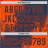 Custom Navy-Orange Abstract Brush Stroke Authentic Baseball Jersey