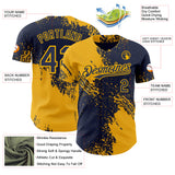 Custom Navy-Gold Abstract Brush Stroke Authentic Baseball Jersey