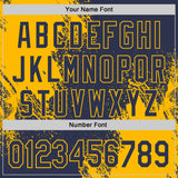 Custom Navy-Gold Abstract Brush Stroke Authentic Baseball Jersey