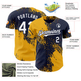 Custom Navy White-Gold Abstract Brush Stroke Authentic Baseball Jersey