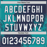 Custom Navy White-Teal Abstract Brush Stroke Authentic Baseball Jersey