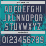 Custom Navy Gray-Teal Abstract Brush Stroke Authentic Baseball Jersey