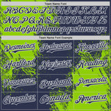 Custom Navy Neon Green-White Abstract Brush Stroke Authentic Baseball Jersey