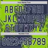 Custom Navy Neon Green-White Abstract Brush Stroke Authentic Baseball Jersey