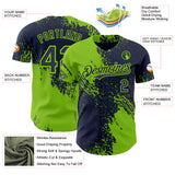 Custom Navy-Neon Green Abstract Brush Stroke Authentic Baseball Jersey