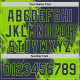 Custom Navy-Neon Green Abstract Brush Stroke Authentic Baseball Jersey