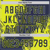 Custom Navy-Neon Yellow Abstract Brush Stroke Authentic Baseball Jersey