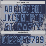 Custom Navy Gray-Light Blue Abstract Brush Stroke Authentic Baseball Jersey