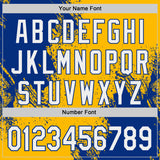 Custom Gold White-Royal Abstract Brush Stroke Authentic Baseball Jersey