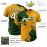 Custom Gold White-Green Abstract Brush Stroke Authentic Baseball Jersey